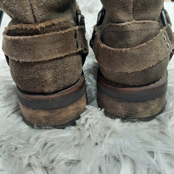 Bussola Suede Moto Ankle Boots Size 37 Green/Brown - Picture 6 of 11